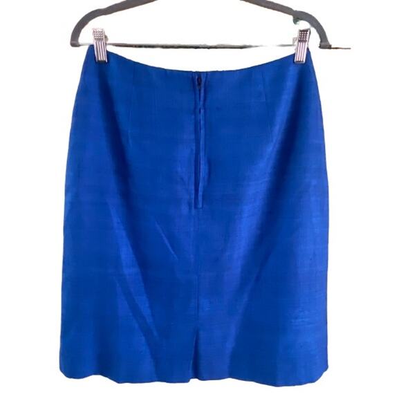 Clare Joseph Vintage Hand Loomed Pure Matka Silk Blue Skirt Sz 10 - Picture 2 of 9
